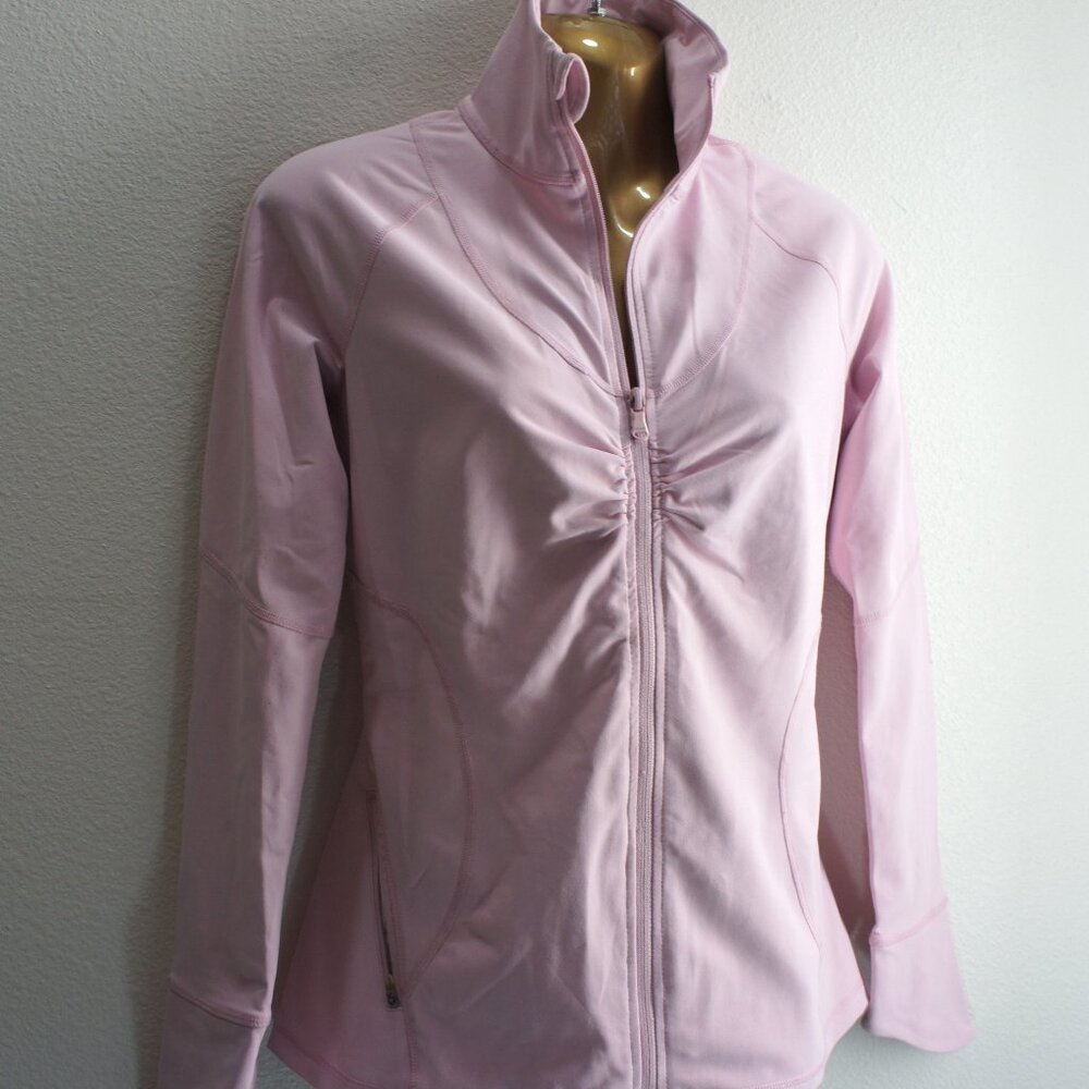 Zella Ruffle Back Accent Performance Jacket Pink … - image 2